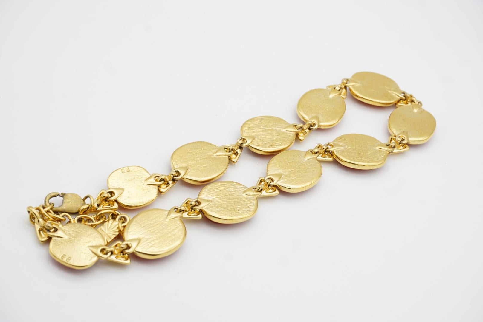 Yves Saint Laurent YSL Gripoix Collier de cristaux orange ovale cabochon triangulaire en vente 9