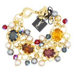 Yves Saint Laurent Yvespoix Saphir Citrine Rubis Améthyste Perles
