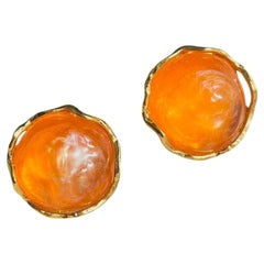 Yves Saint Laurent YSL Gripoix – Vintage-Ohrringe im ikonischen Citrine-Design, rund und markant