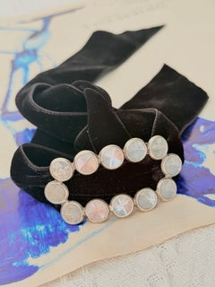 Yves Saint Laurent YSL Haute Couture Rare Crystals Black Velvet Choker Bracelet