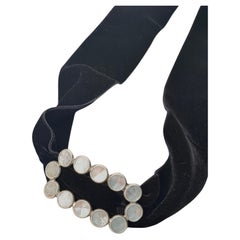 Yves Saint Laurent YSL Haute Couture Rare Crystals Black Velvet Choker Bracelet