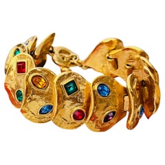 Yves Saint Laurent YSL Haute Couture Rare Vintage Ruby Emerald Heart Bracelet