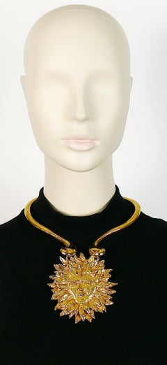 Yves Saint Laurent YSL Iconic Vintage Sun Face Chocker Necklace