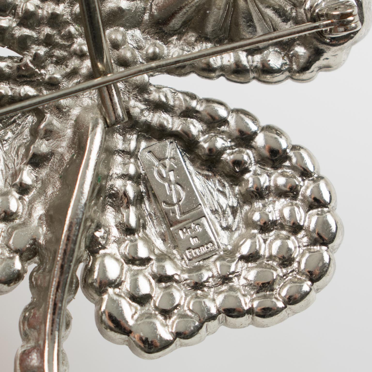 Yves Saint Laurent YSL Jeweled Pin Brooch 1