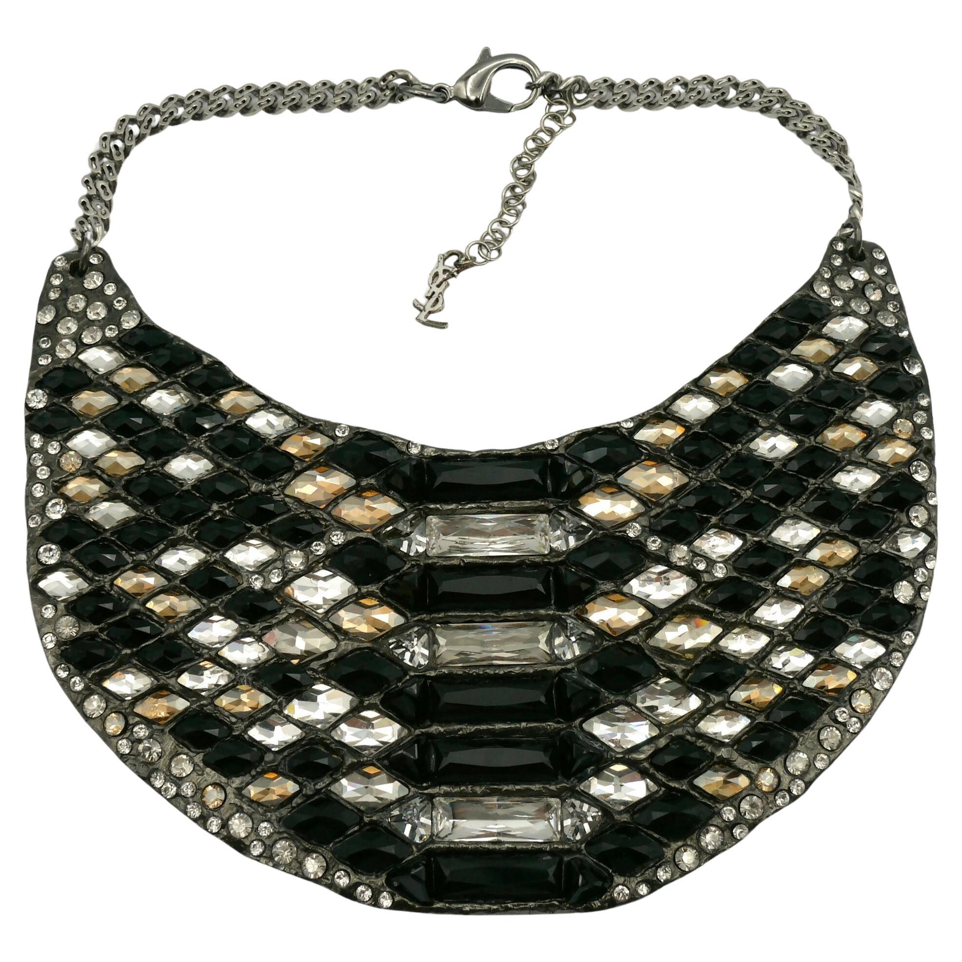 YVES SAINT LAURENT YSL Jewelled Plastron Necklace For Sale