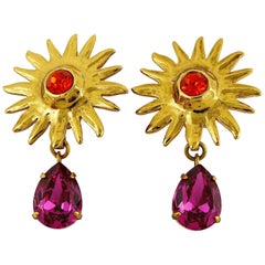 Yves Saint Laurent YSL Jewelled Sun Dangling Earrings