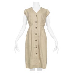 Yves Saint Laurent YSL Khaki Linen Day Dress