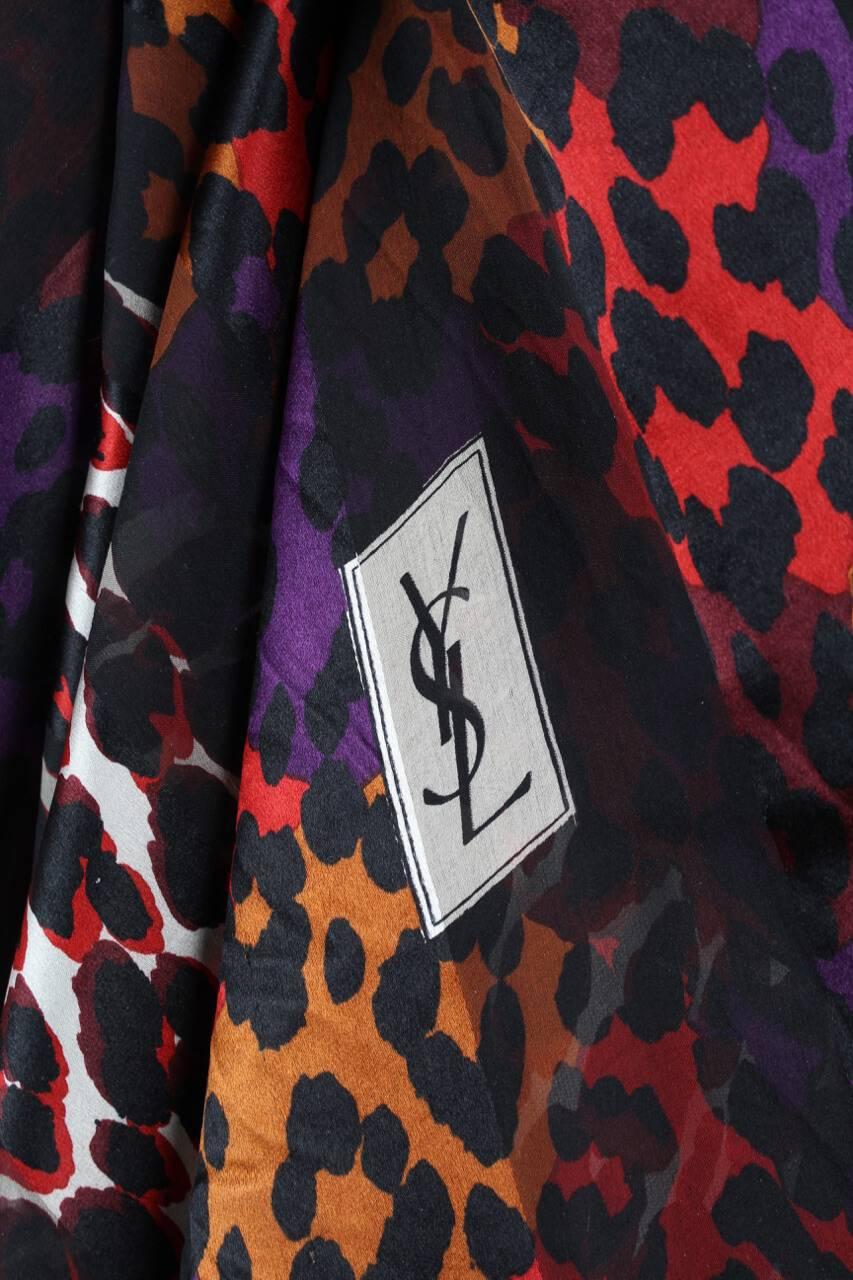 Yves Saint Laurent YSL Large Animal Leopard Print Silk Scarf Or Wrap, 1980s For Sale 1