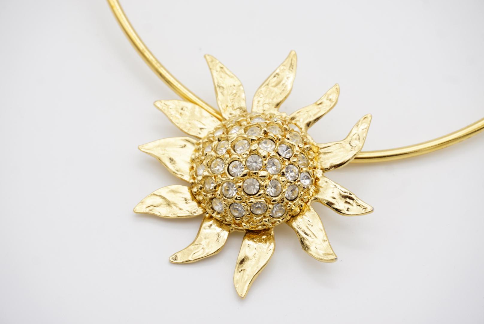 Collier ras du cou Yves Saint Laurent YSL avec pendentif tournesol et grands cristaux 6