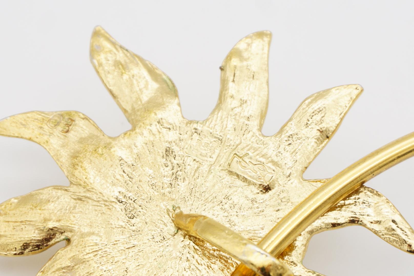 Collier ras du cou Yves Saint Laurent YSL avec pendentif tournesol et grands cristaux 10