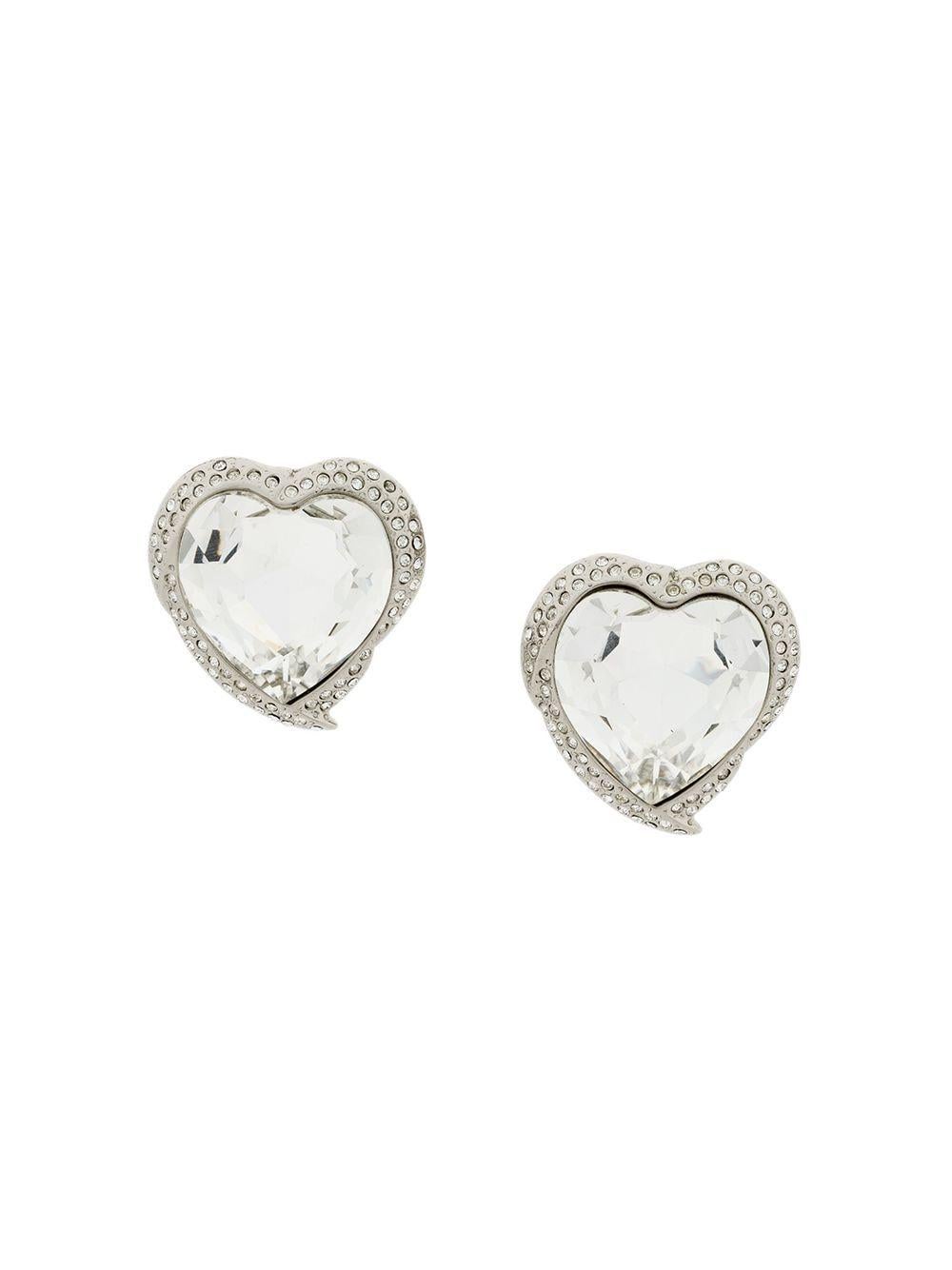 Yves Saint Laurent YSL Large Glass Heart-Shaped Earrings 2