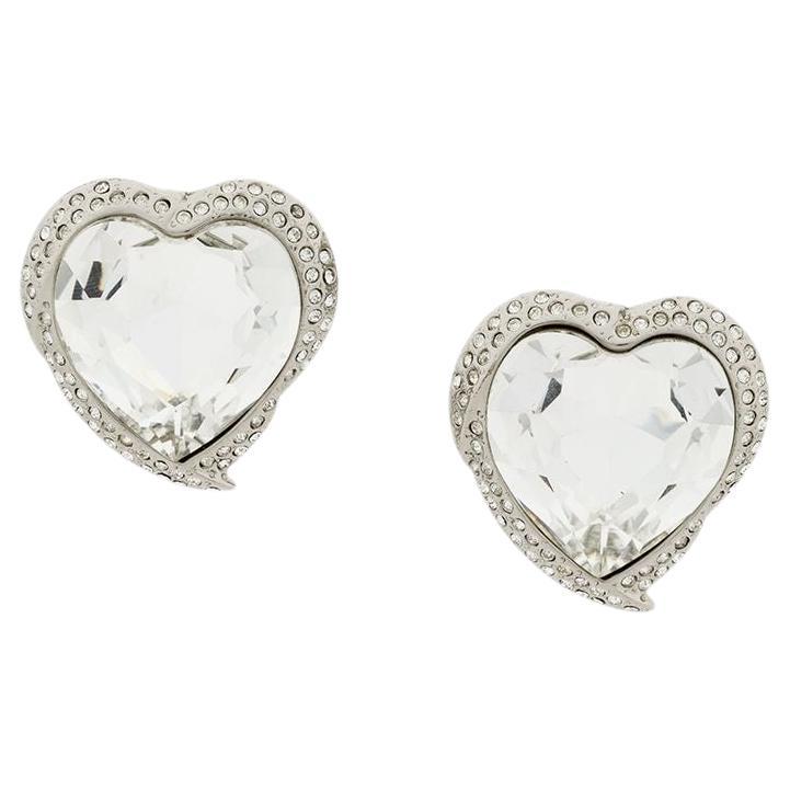 Yves Saint Laurent YSL Large Glass Heart-Shaped Earrings For Sale