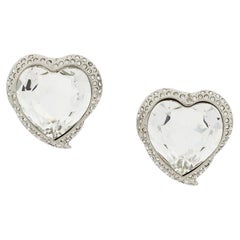 Yves Saint Laurent YSL Large Glass Heart-Shaped Earrings