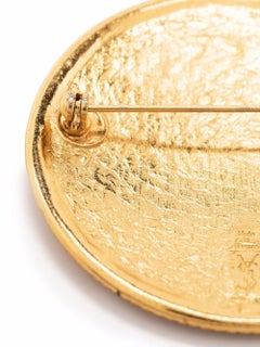 Yves Saint Laurent YSL Large Gold Tone Brooch