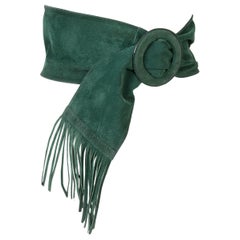 Yves Saint Laurent YSL Large Green Suede Fringed Belt