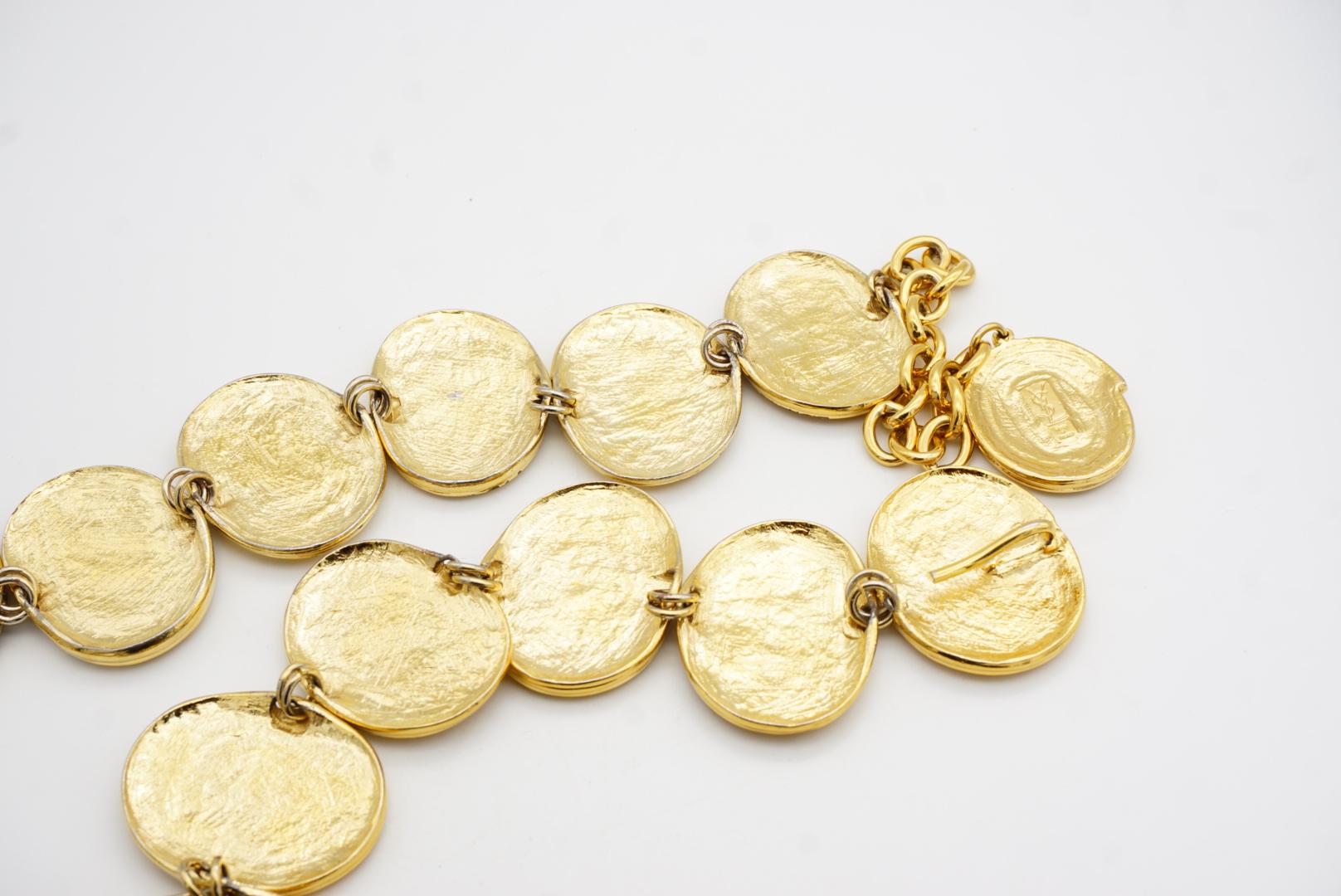 Yves Saint Laurent YSL Large Swirl Oval Shell Medallion Link Belt Long Necklace For Sale 9