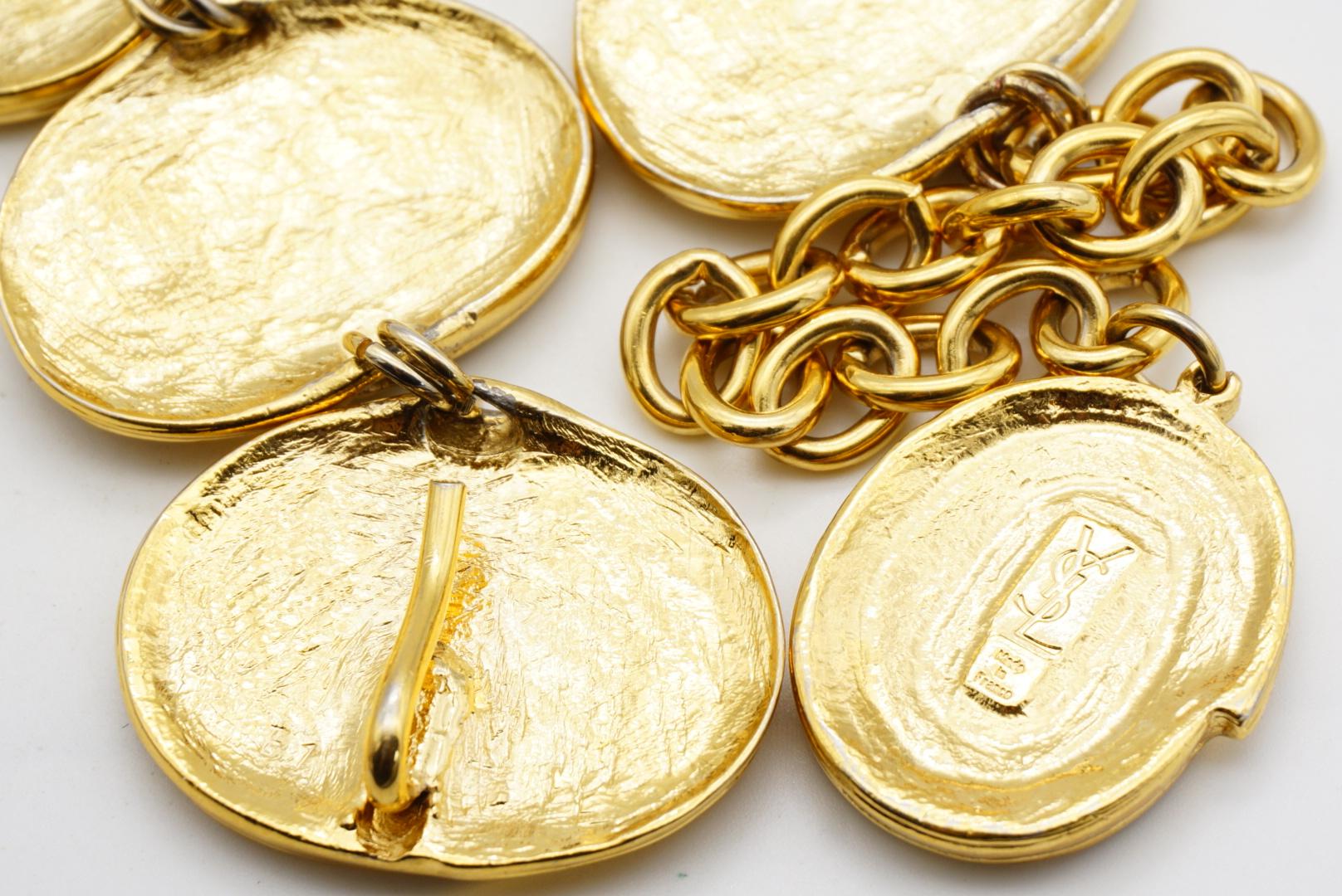 Yves Saint Laurent YSL Large Swirl Oval Shell Medallion Link Belt Long Necklace For Sale 10