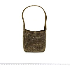 Yves Saint Laurent YSL Le 5 A 7 Hobo Mini Brown Silk Crystals Shoulder Bag