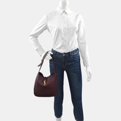 Yves Saint Laurent YSL Le 5 à 7 Hobo Small Burgundy Calfskin Shoulder Bag