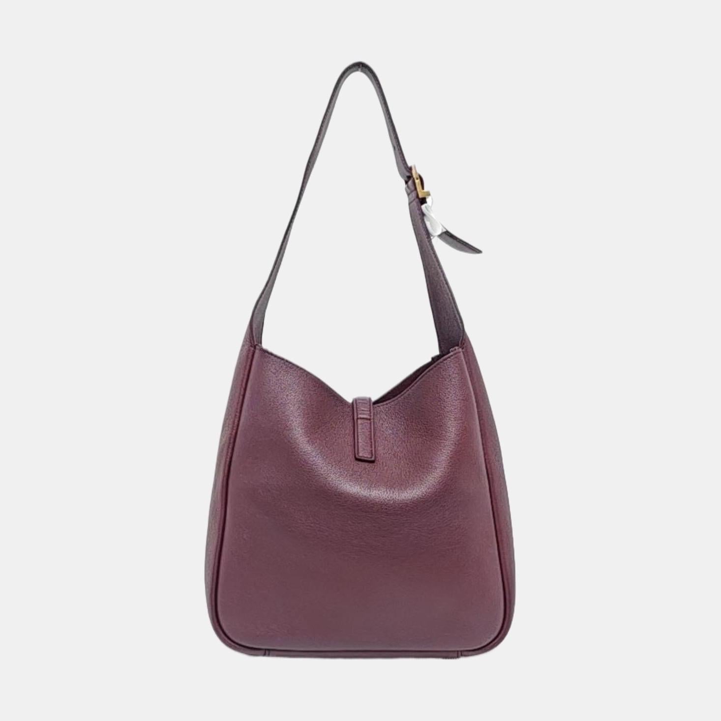 Donna Yves Saint Laurent YSL Le 5 à 7 Hobo Piccola Borsa a Tracolla in Pelle di Vitello Borgogna in vendita