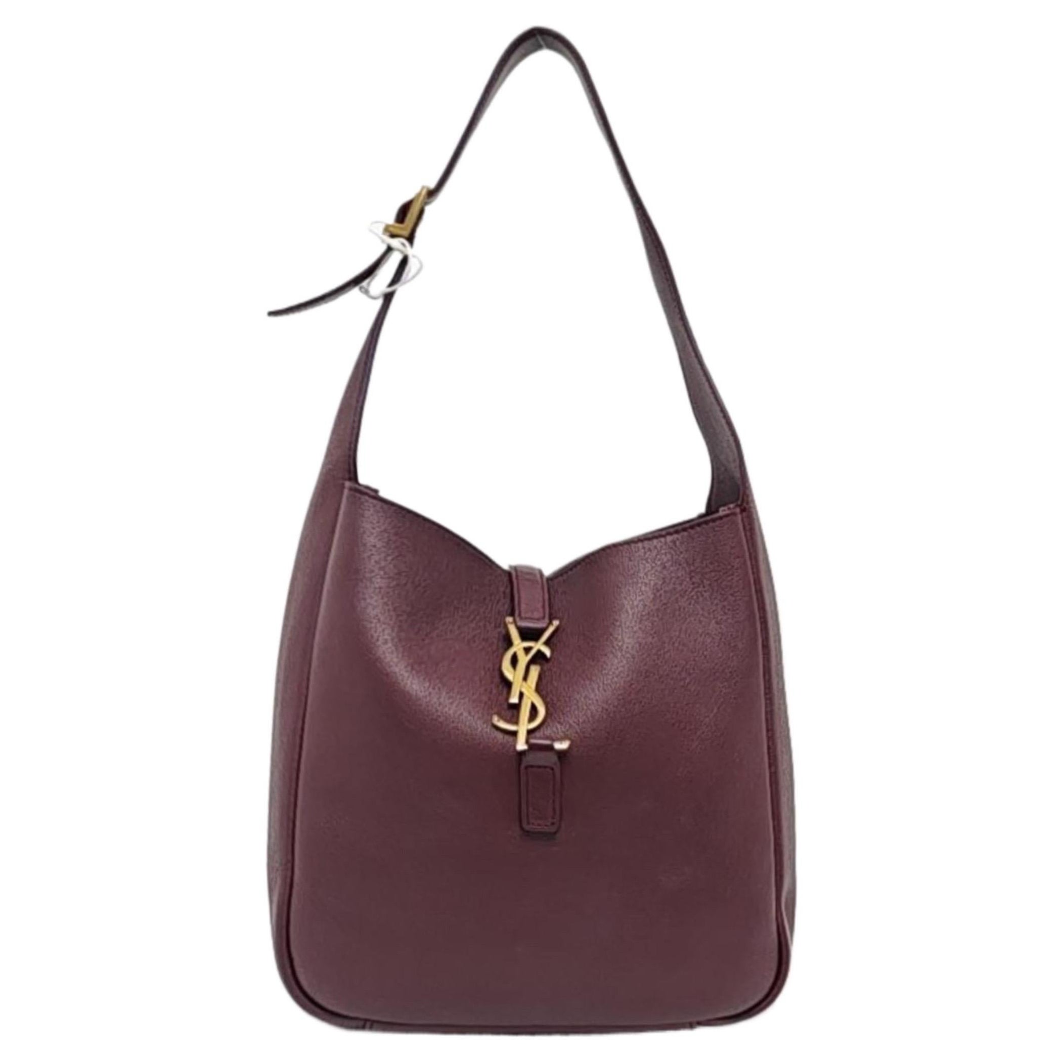 Yves Saint Laurent YSL Le 5 à 7 Hobo Piccola Borsa a Tracolla in Pelle di Vitello Borgogna