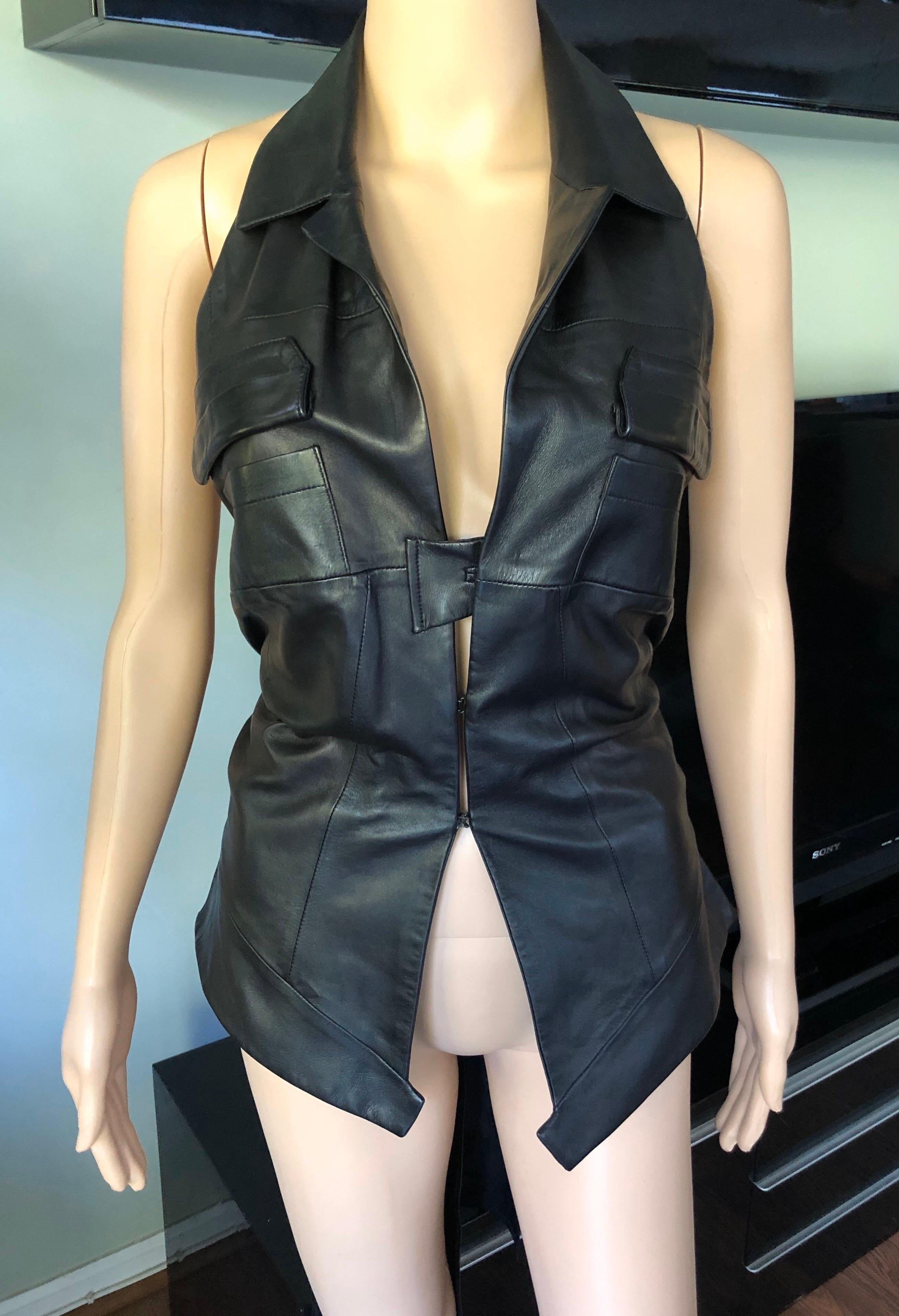 leather halter vest