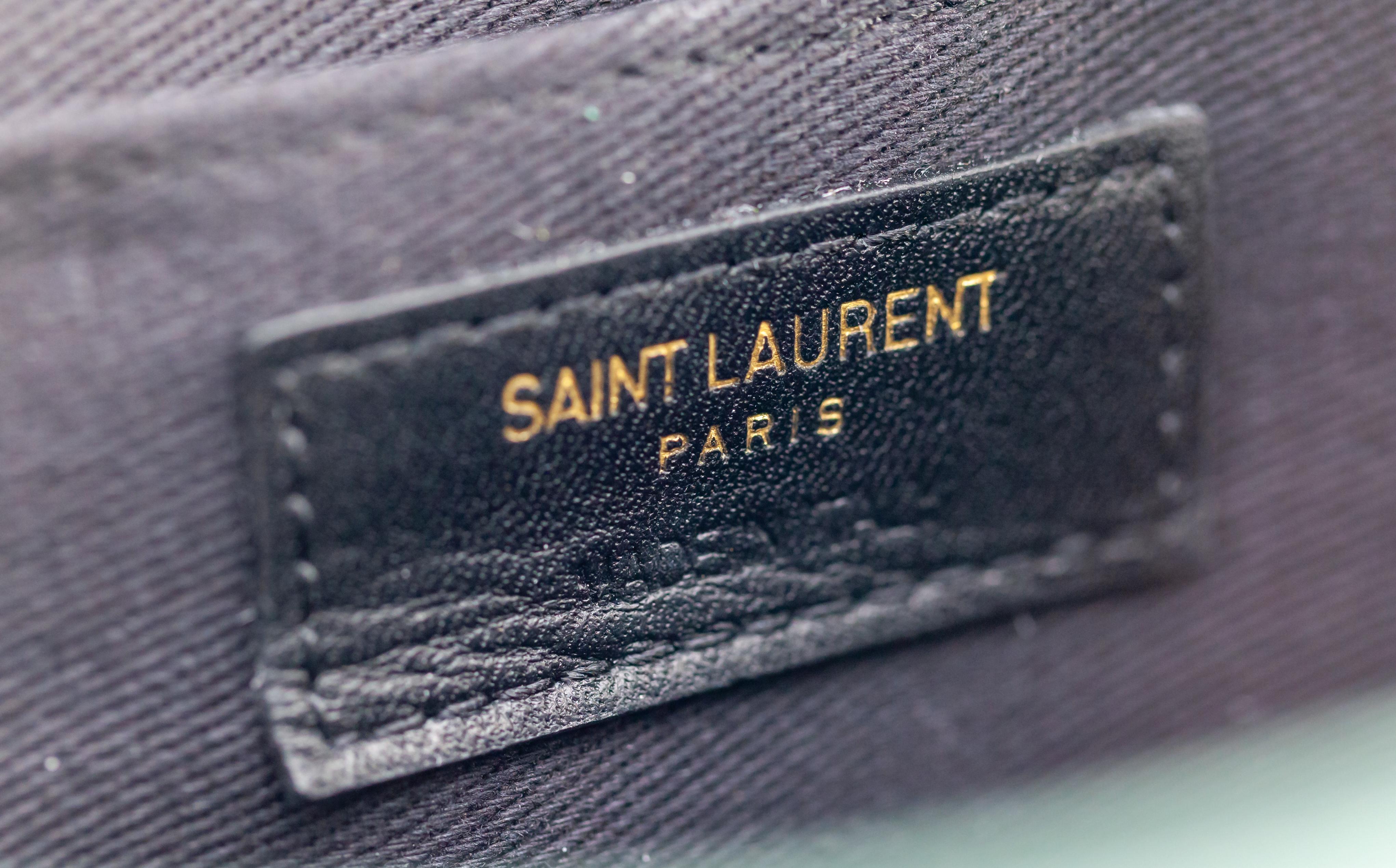 Black Yves Saint Laurent YSL Leather Suede Lou Camera Bag Vert Fonce w/ Dust Bag