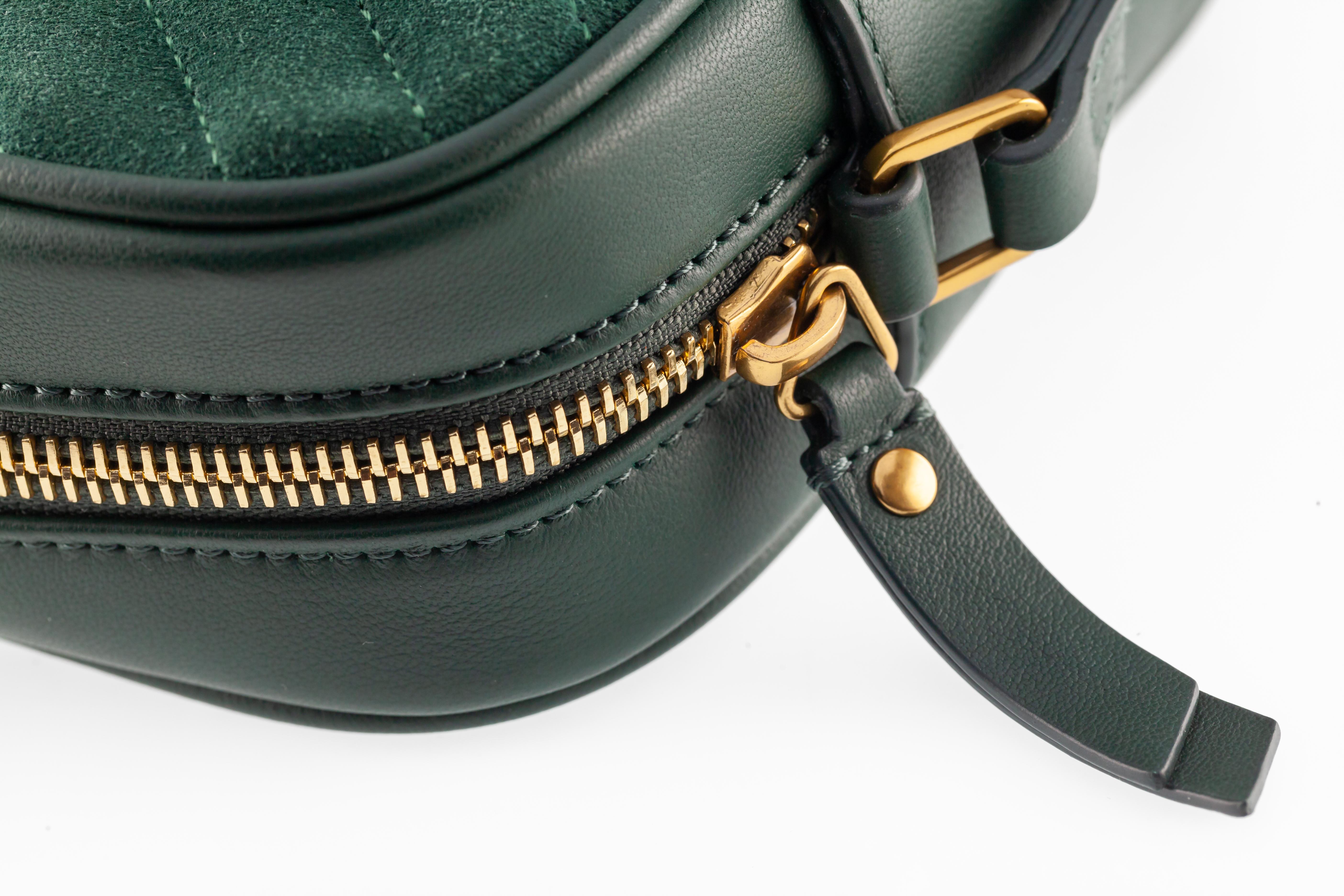 Women's Yves Saint Laurent YSL Leather Suede Lou Camera Bag Vert Fonce w/ Dust Bag