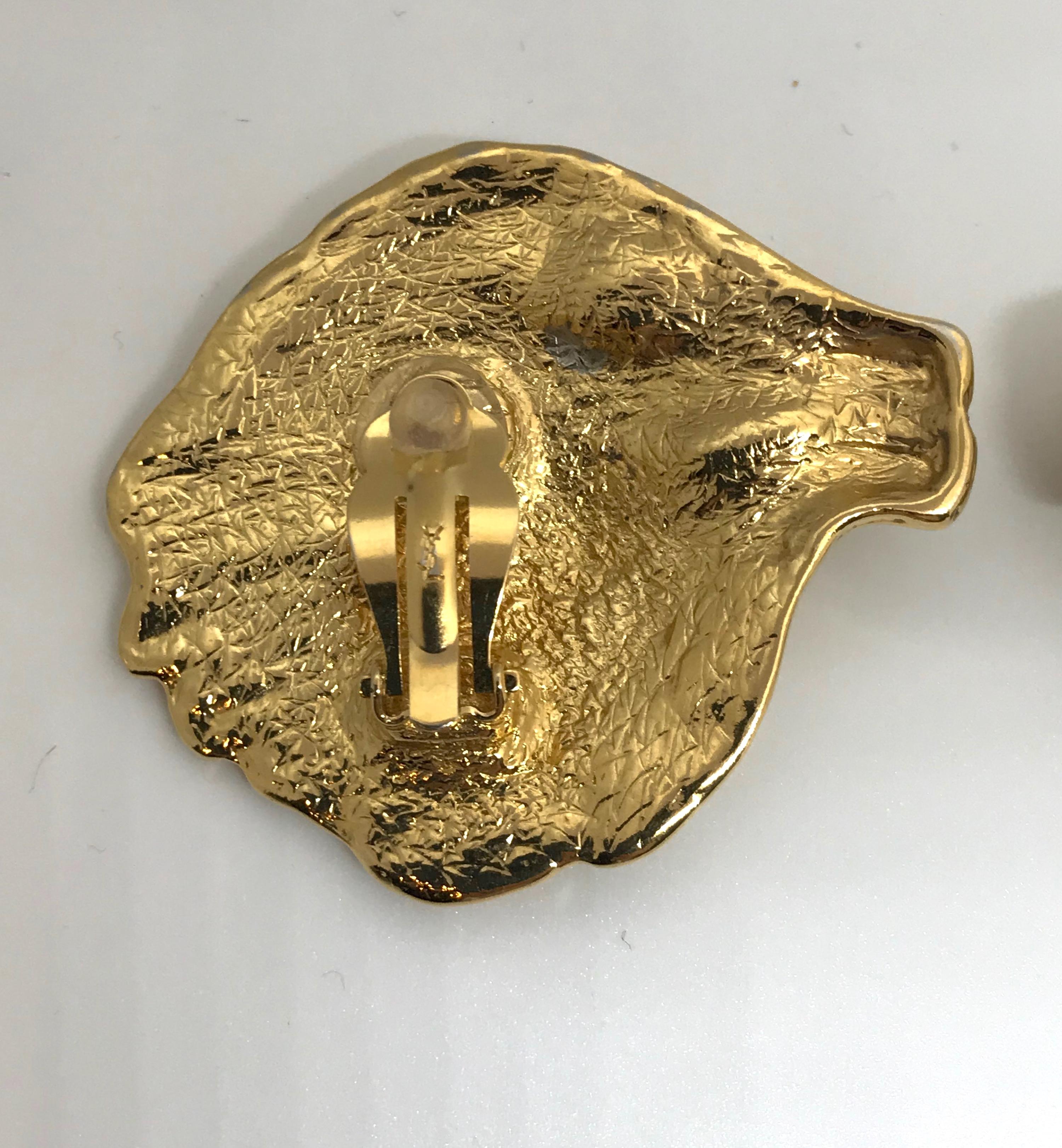 Yves Saint Laurent, YSL Lion Head Earrings In Good Condition In New York, NY