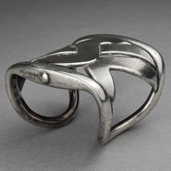 Yves Saint Laurent YSL Logo Silver Cuff Bracelet