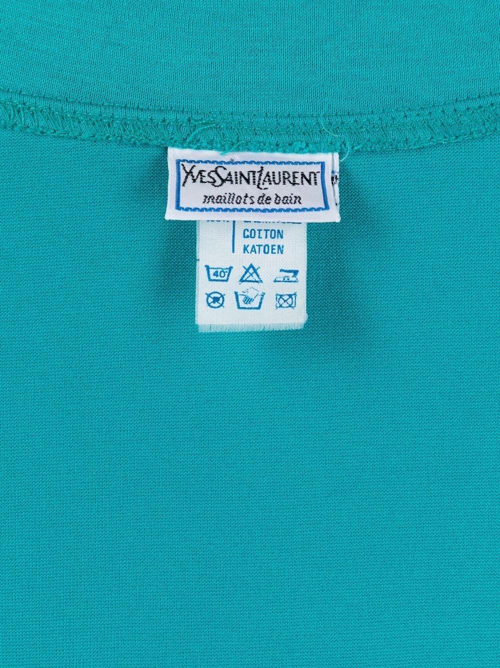  Yves Saint Laurent YSL Logo Turquoise Cotton Dress  For Sale 1