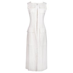 TED LAPIDUS PARIS Long Safari-Style Off-White Silk Mix Vest Dress, 1960s/1970s