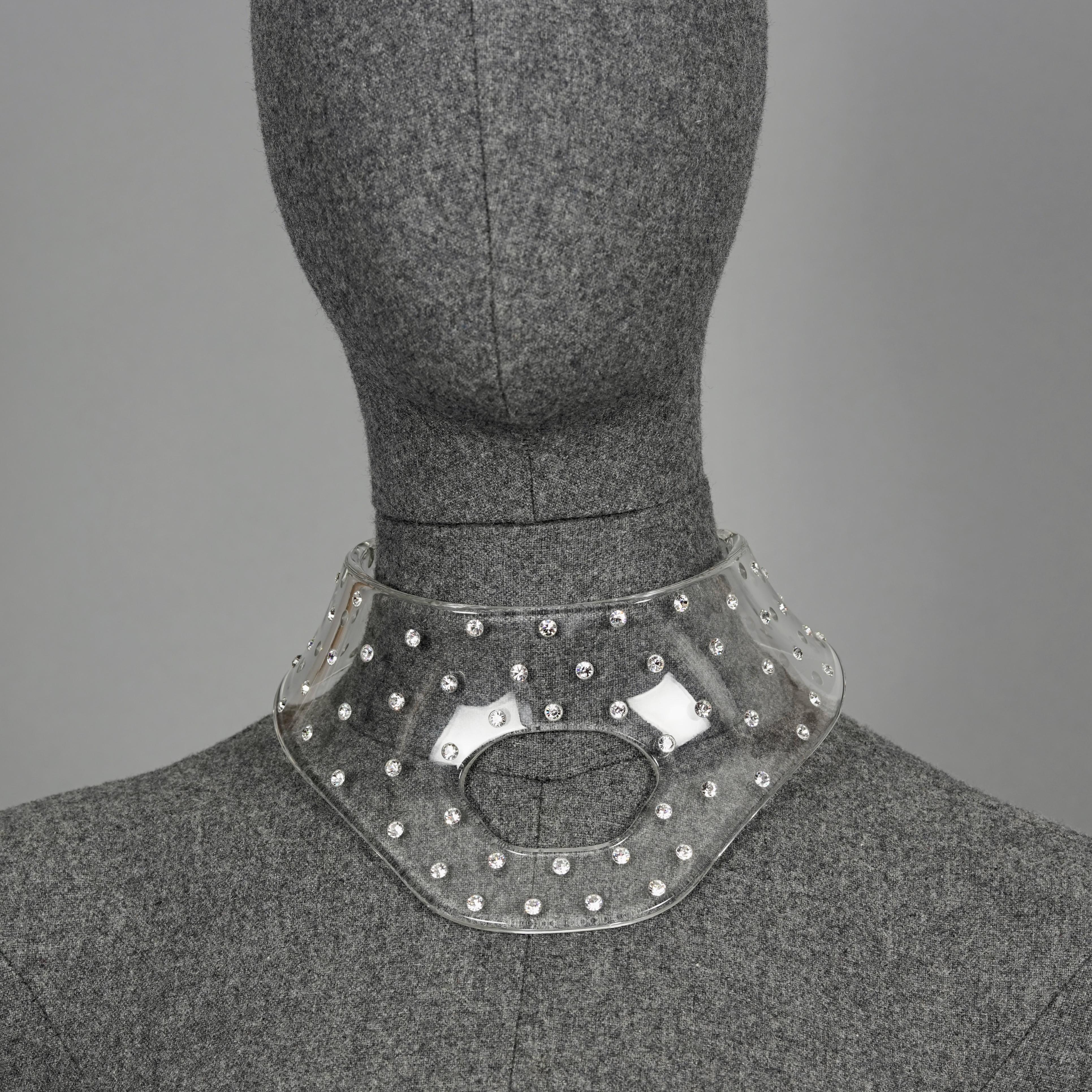 YVES SAINT LAURENT Ysl Lucite Crystal Rigid Choker Necklace Tom Ford Fall 2003

Approximate Measurements:
Height: 3.74 inches (9.5 cm)
Inside Circumference: 12.72 inches (32.3 cm) 

Features:
- 100% Authentic YVES SAINT LAURENT by Tom Ford.
-