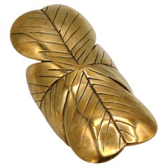 YVES SAINT LAURENT YSL Massive Gold Tone Four Leaf Cuff Bracelet