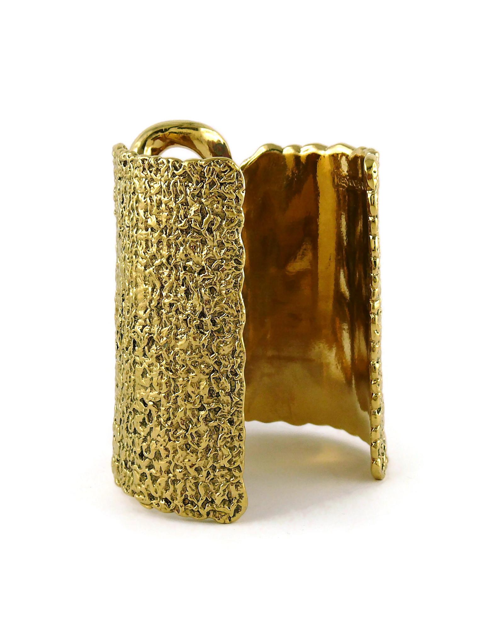 YVES SAINT LAURENT YSL Massive Gold Toned Chain Cuff Bracelet For Sale 6