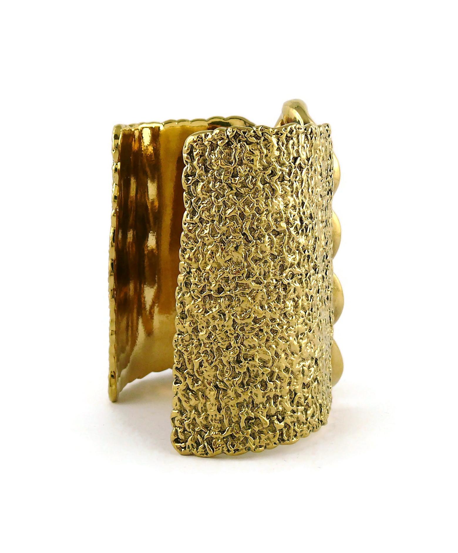 YVES SAINT LAURENT YSL Massive Gold Toned Chain Cuff Bracelet For Sale 4