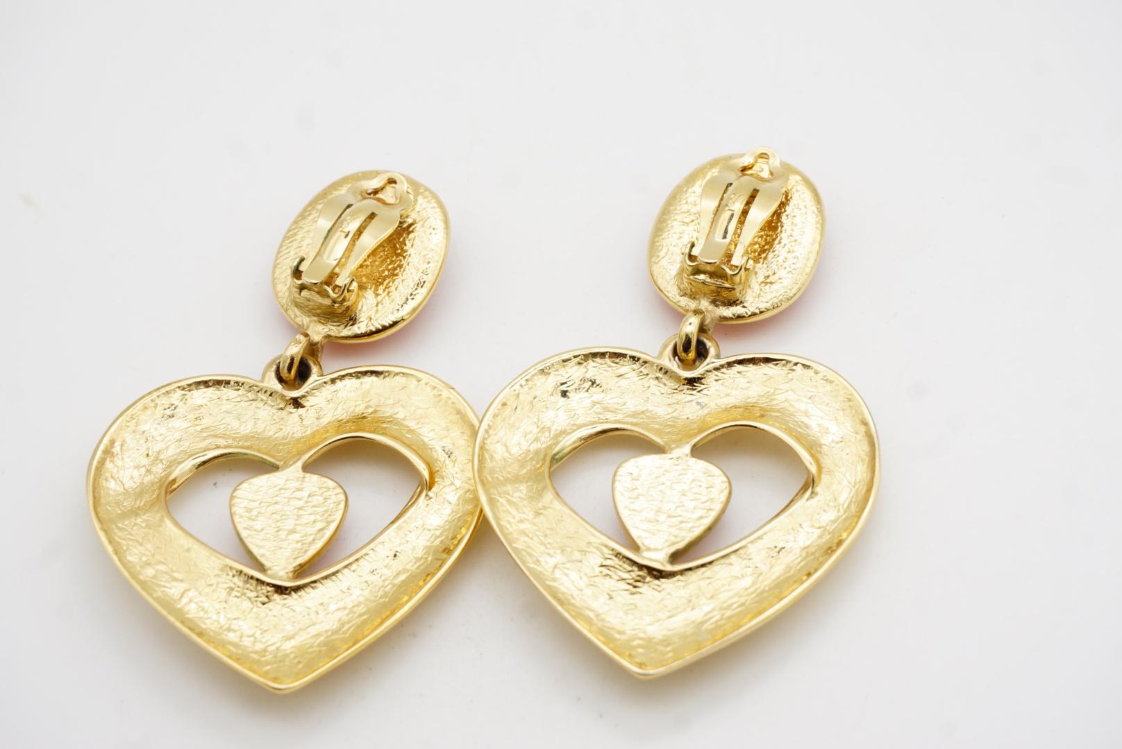Yves Saint Laurent YSL Massive Gripoix Orange Heart Oval Crystal Drop Earrings For Sale 6