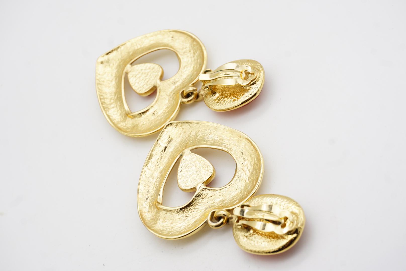 Yves Saint Laurent YSL Massive Gripoix Orange Heart Oval Crystal Drop Earrings For Sale 7