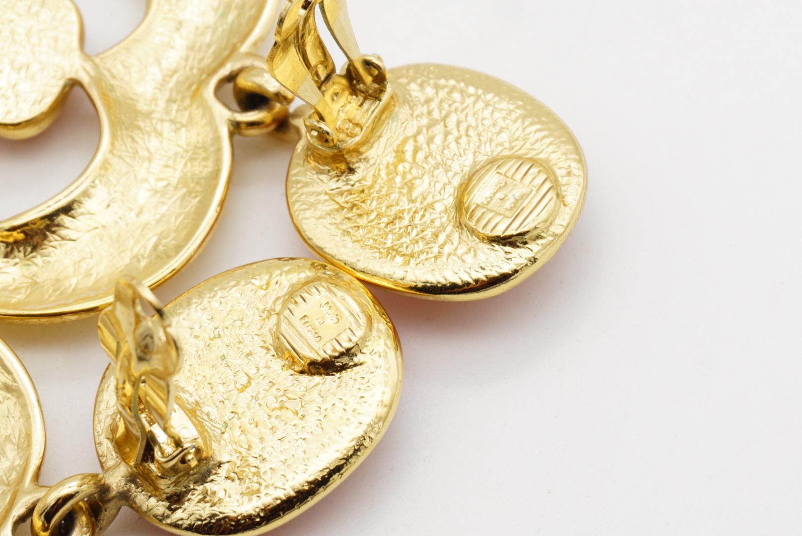 Yves Saint Laurent YSL Massive Gripoix Orange Heart Oval Crystal Drop Earrings For Sale 9
