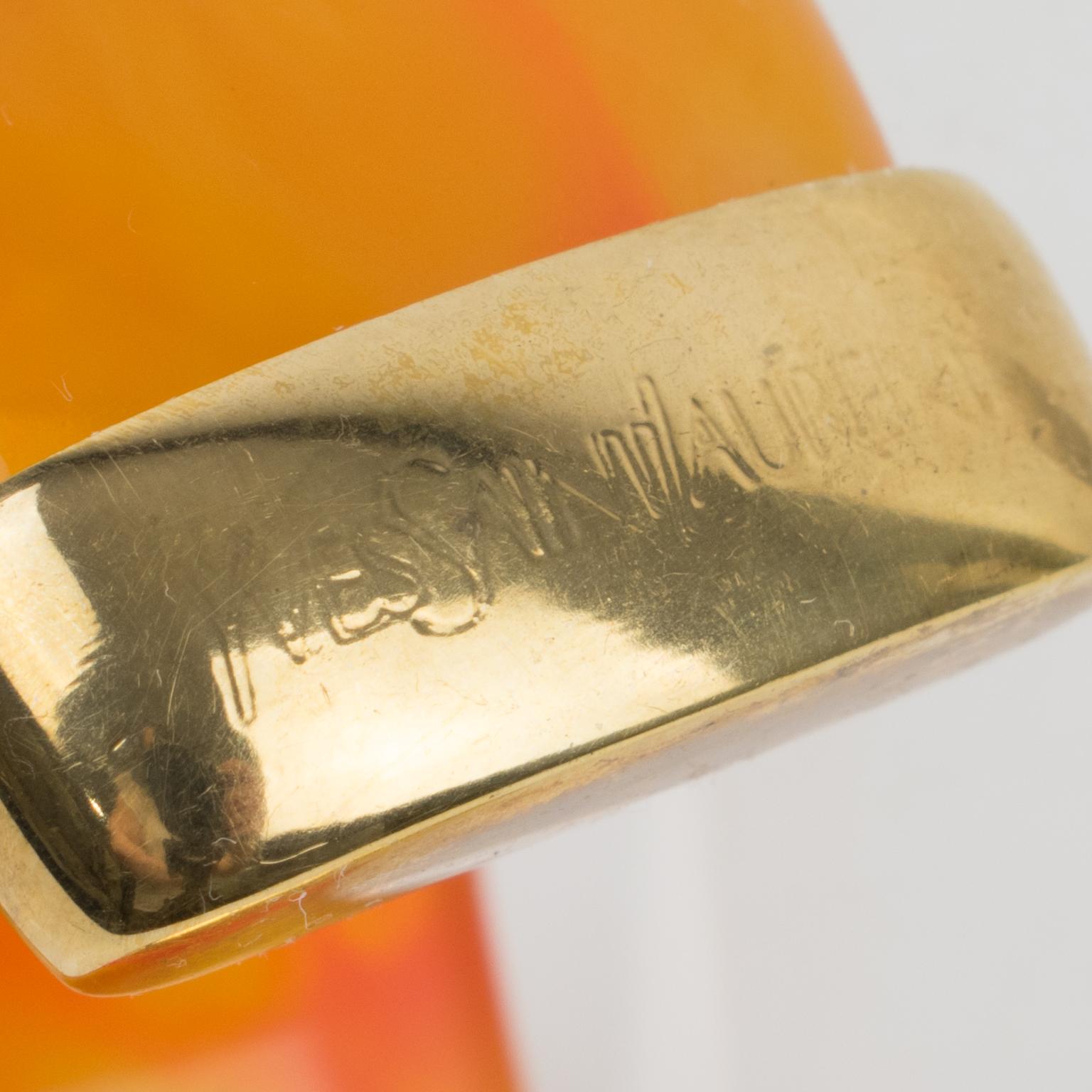 Yves Saint Laurent YSL Massive Orange Resin Cuff Bracelet 2