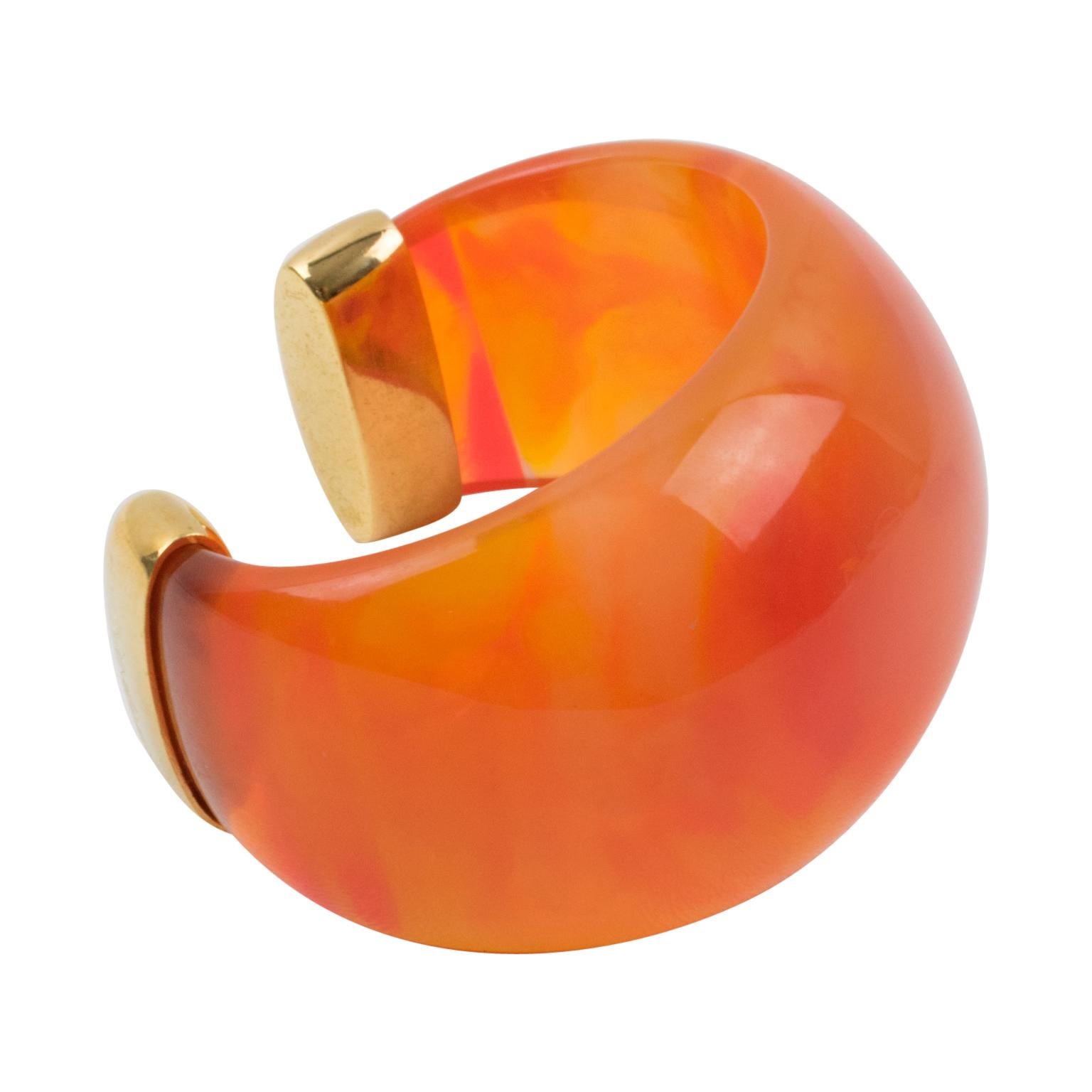Yves Saint Laurent YSL Massive Orange Resin Cuff Bracelet
