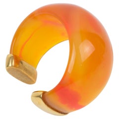 Retro Yves Saint Laurent YSL Massive Orange Resin Cuff Bracelet