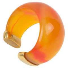 Yves Saint Laurent YSL Massive Orange Resin Cuff Bracelet