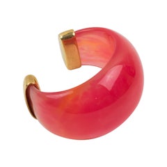 Yves Saint Laurent YSL Massive Pink Resin Cuff Bracelet