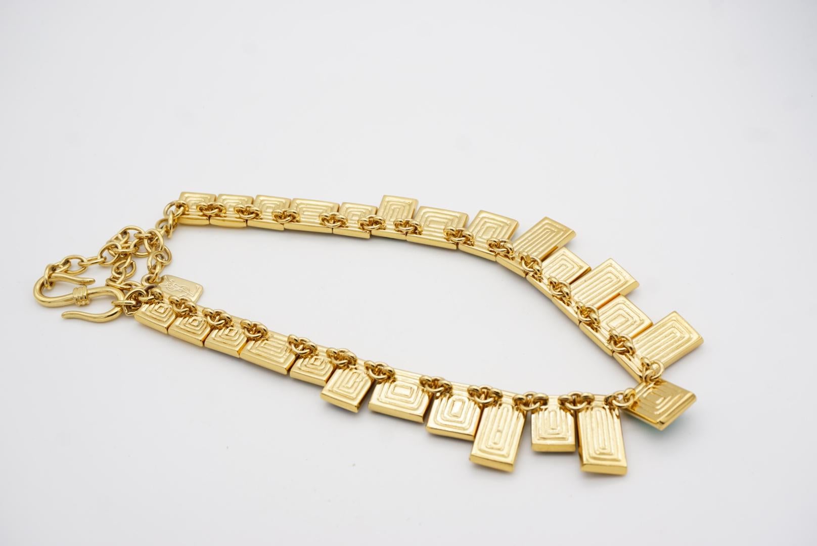 Yves Saint Laurent YSL Mondrian Sapphire Emerald Citrine Rectangle Gold Necklace For Sale 11