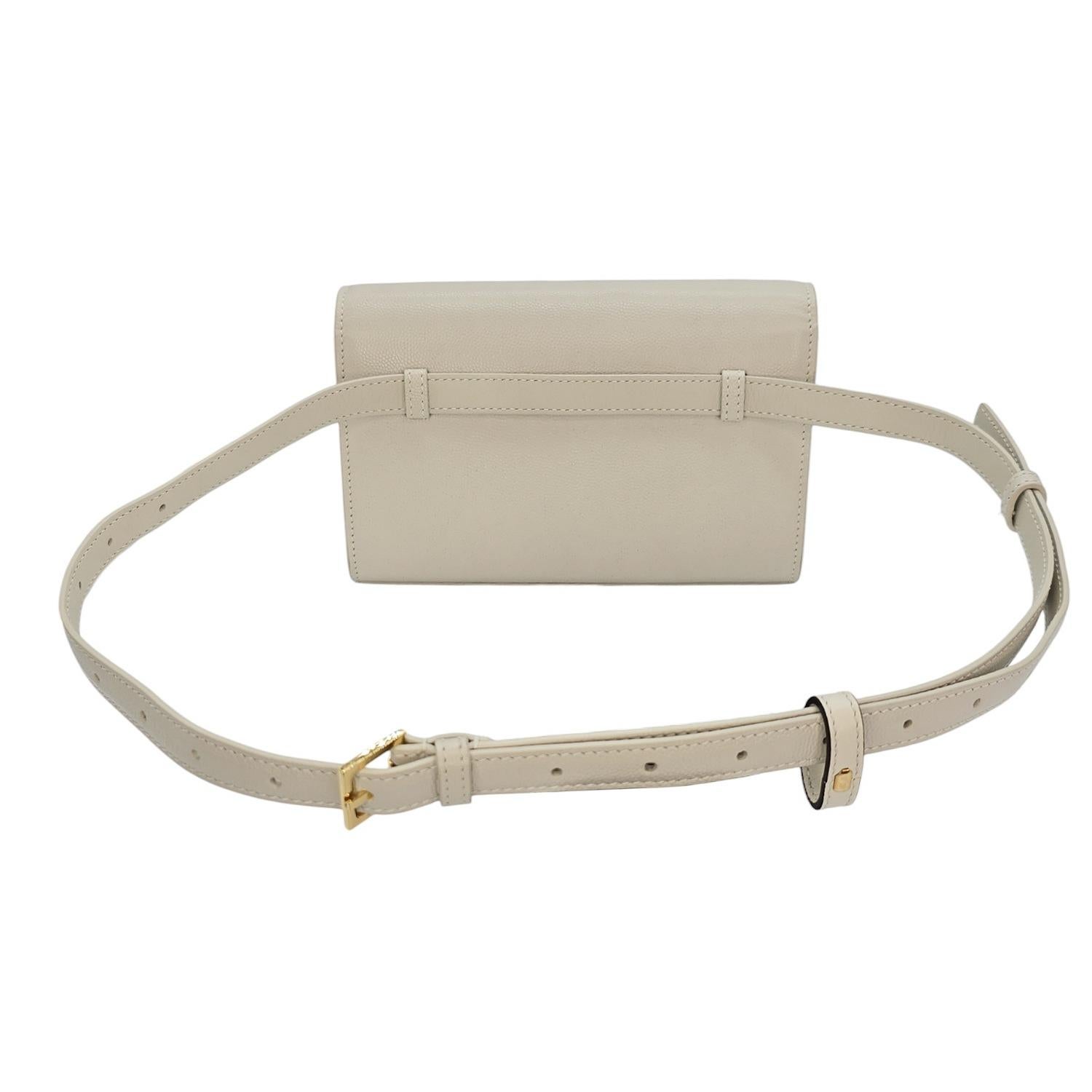 Brown YVES Saint Laurent YSL Monogram Kate Belt Bag Blanc