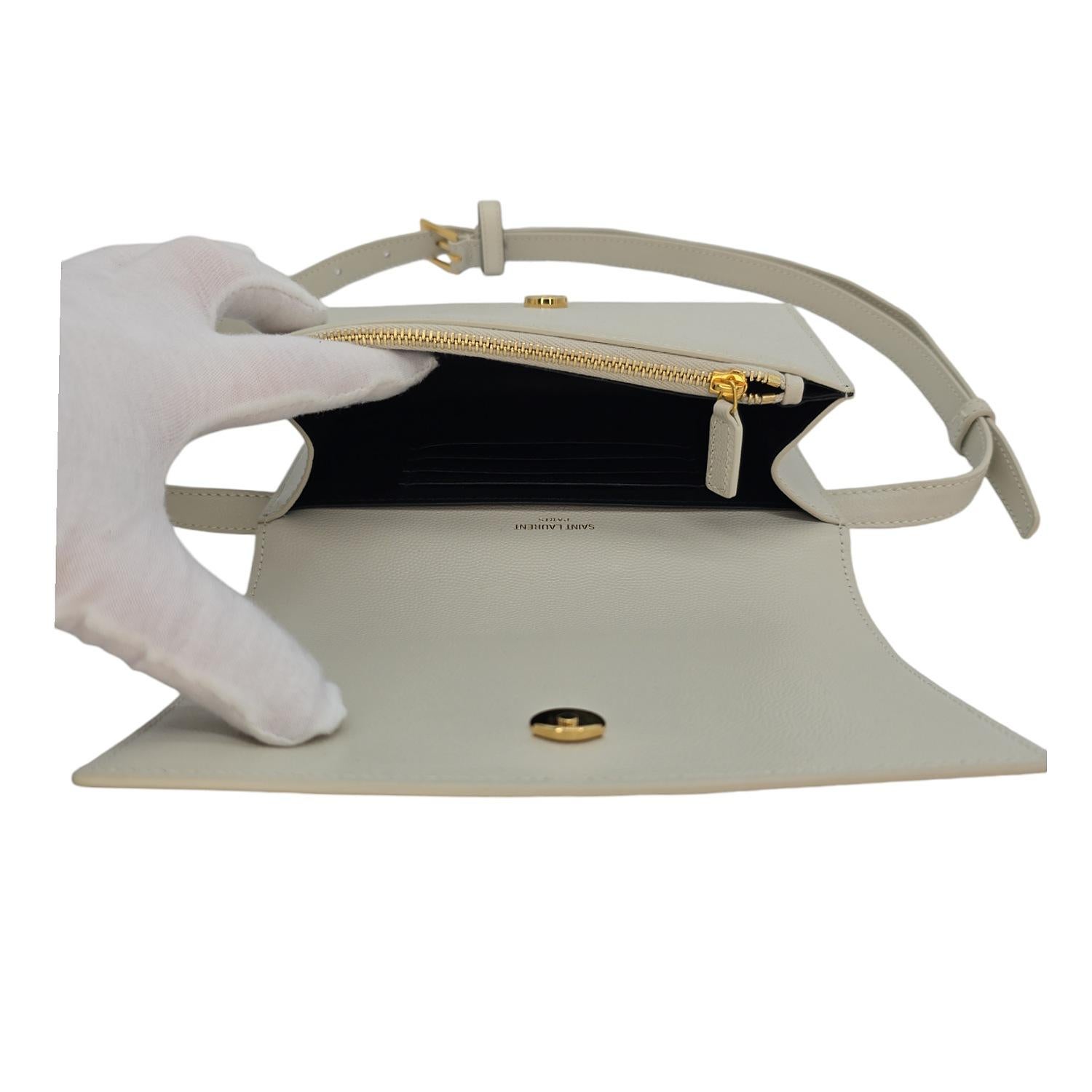 Women's YVES Saint Laurent YSL Monogram Kate Belt Bag Blanc