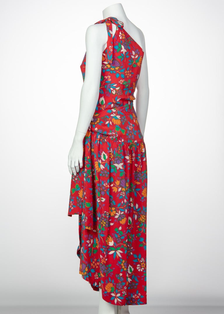 Yves Saint Laurent YSL Multicolor Floral Print Top and Skirt Set, 1980s ...