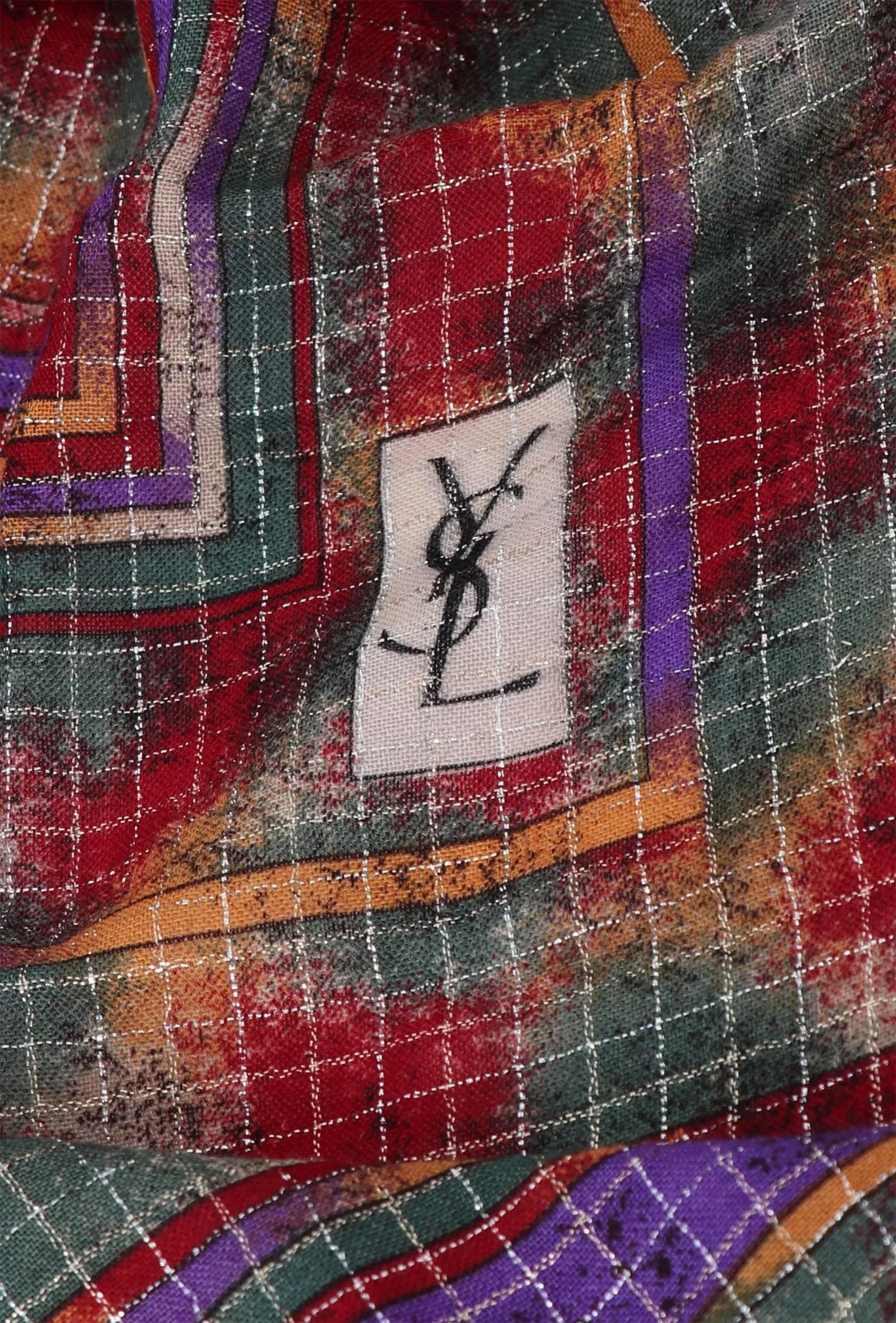 Sciarpa in lana e seta Yves Saint Laurent YSL Multicolor Lurex In condizioni buone in vendita a Paris, FR