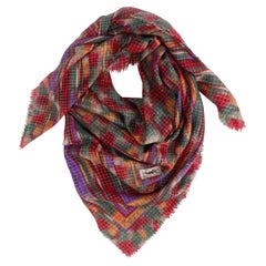 Vintage Yves Saint Laurent YSL Multicolor Lurex Wool and Silk Scarf